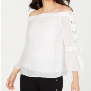 Thalia Sodi Top Off-Shoulder 3/4 Lace-Up Sleeves